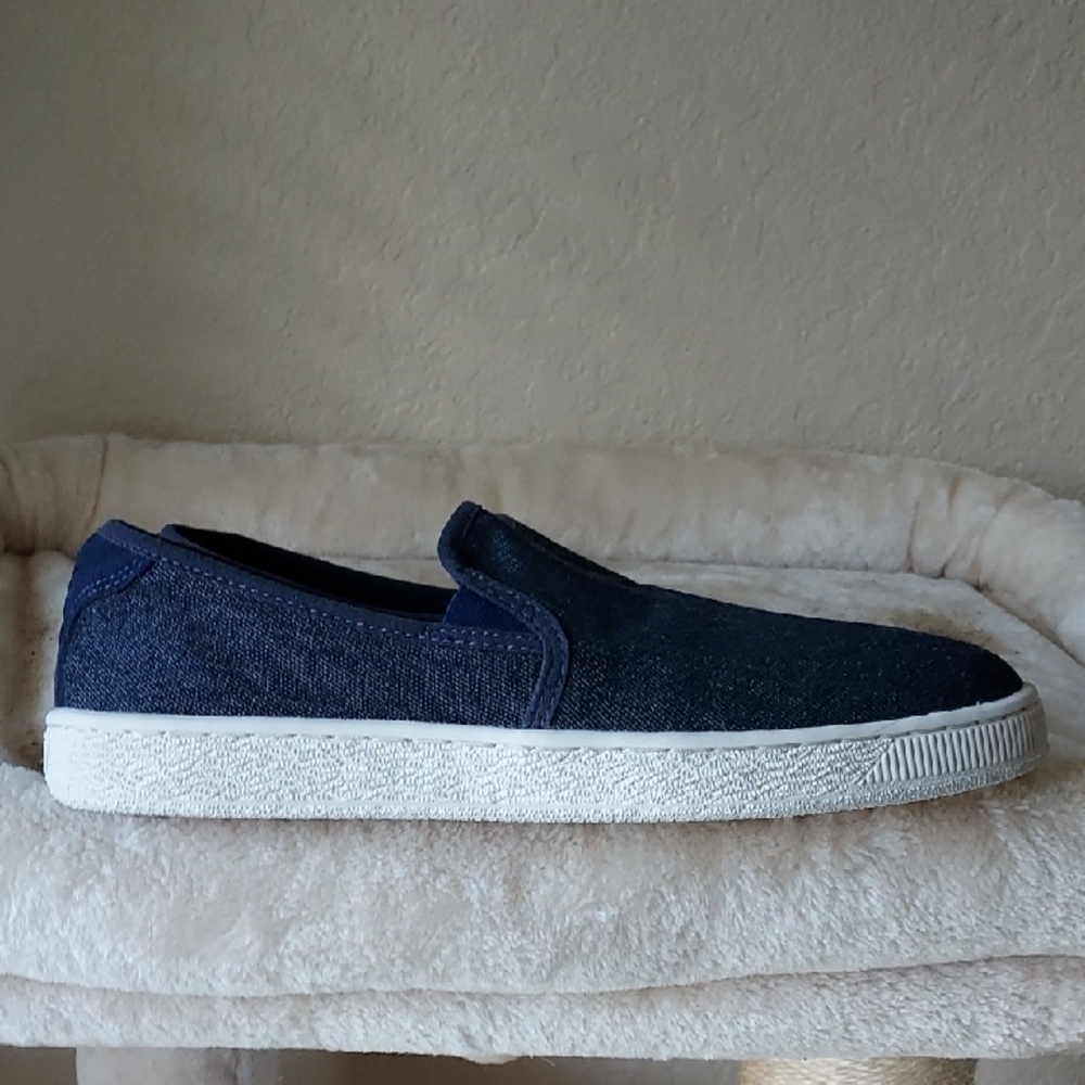 Puma Men's Dark Blue Denim Slip-On Sneakers Size 10.5 - Picture 2 of 8